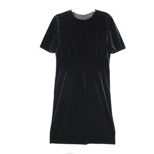 Positive Attitude Women 12 Black Velvet Dress Short‎ Sleeve Knee Length Made USA